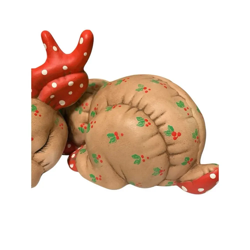 VTG 1980s Ceramic Quilted Reindeer Kimple‎ Figurine Sleeping Deer Christmas